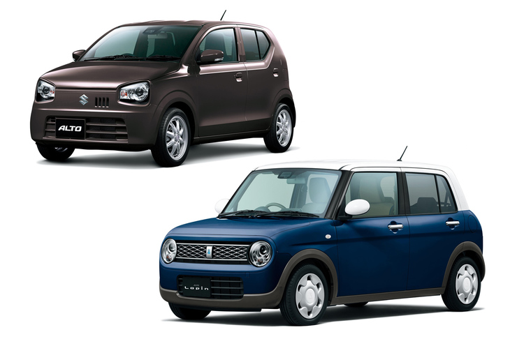 宮本氏がライバルとして挙げたのは、スズキの軽セダン2台。「アルト」（左上）は価格的にも性格的にも「N-ONE」とは趣を異にするクルマだが、ユーザー層の幅広さやバリエーションの豊富さなど、重なるところも多いのかもしれない。