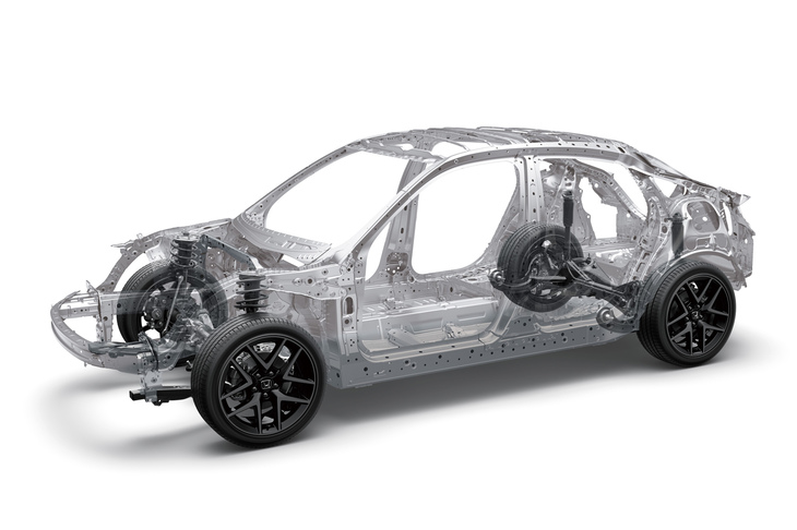 新型「シビック」に採用される、新世代プラットフォーム「ホンダアーキテクチャー」。欧州車に比肩する高い剛性と、スポーティーな走りにも応える足まわりが特徴だ。