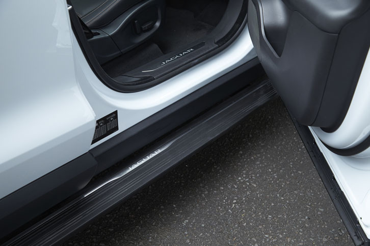 「ディプロイアブル・サイドステップ」と呼ばれる電動展開／格納式のサイドステップ。46万80円のオプションとして用意される。