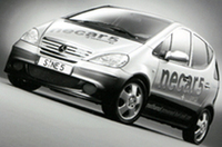 上:GMの燃料電池車「HydroGen3」下:ダイムラークライスラーの燃料電池車「Necar5」