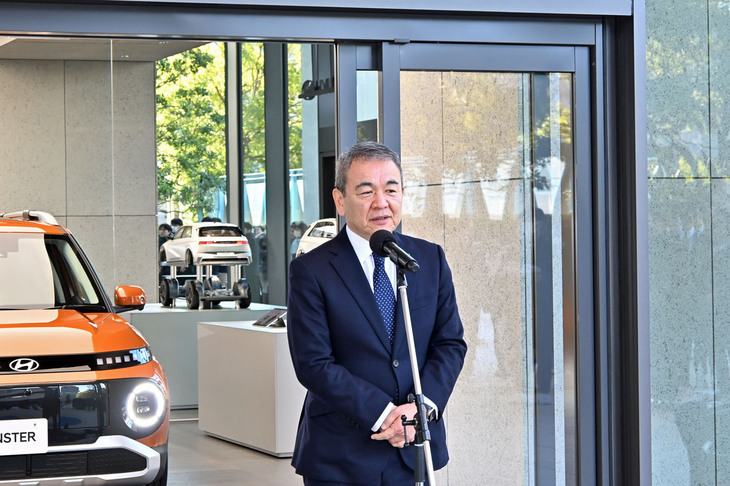 ヒョンデ モビリティー ジャパンの七五三木敏幸社長。新生ヒョンデはお客さまの声を聞くことを重視していると語った。