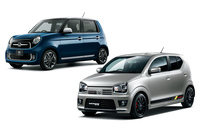スズキ伝統の軽ホットハッチ「アルト ワークス」（右）。ホンダの軽乗用車「N-ONE」（左）はハッチバック風のデザインと上質感が自慢の“プレミアム軽”だ。