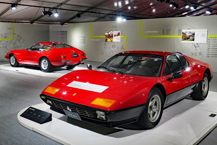 「フェラーリ・レーシング・デイズ2023」の会場より、渕野氏も憧れたという「フェラーリ512BBi」（写真向かって右手前）と「365GTB/4」（同左奥）。