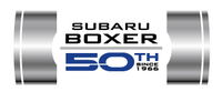 スバルのBOXERエンジン搭載車の50周年記念モデルであることを示すロゴ。