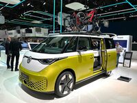 「フォルクスワーゲンID.BUZZ Pro」。「IAAモビリティー2023」のメッセ会場で。