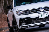 標準車でクロームパーツが用いられているフロントグリル中央やフロントバンパーのインサートが、「Rライン ブラックスタイル」では光沢のあるブラックに置き換えられている。