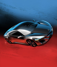 「アキュラNSXコンセプト」のデザインスケッチ。