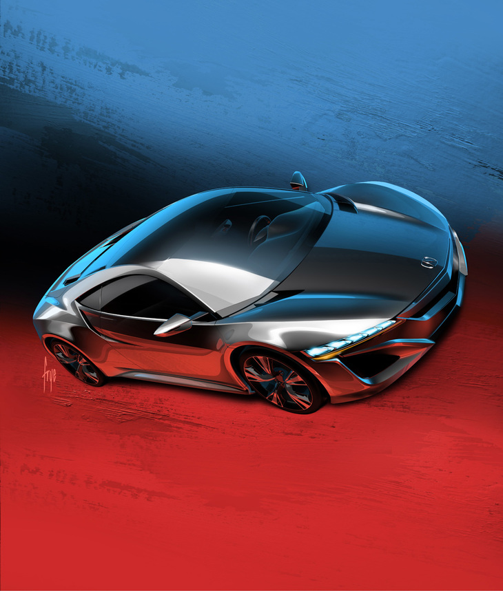 「アキュラNSXコンセプト」のデザインスケッチ。