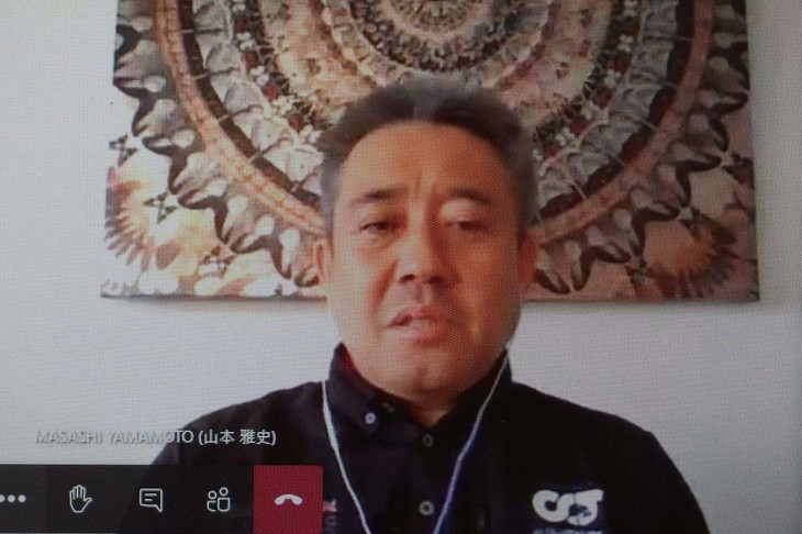 山本雅史F1マネージングディレクターもオンラインで参加。「2月のテストも充実していた。一丸となってファンの応援に応えられるよう、チャンピオン争いに加わり戦っていきたい」などと抱負を述べた。