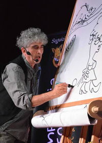 「カングー」を溺愛するイラストレーター、アレッサンドロ・ヴァレンティ氏。