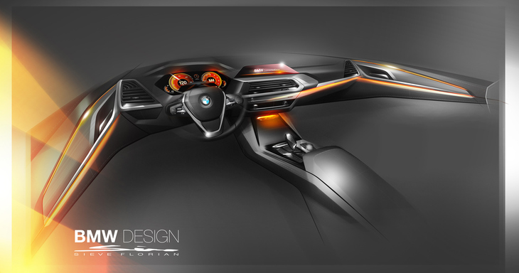 比較用に、先代「X3」のインテリアのデザインスケッチ。