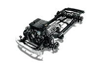 トヨタがフレーム構造車種向けに新開発した「TNGA-F」プラットフォーム。これから長く、幅広い車種で使用されるであろうTNGA-Fは、本格的な電動パワートレインの採用にも対応していると思われる。