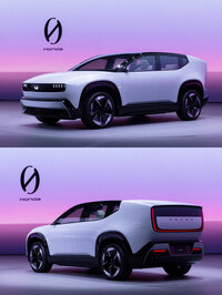 中型SUVの「Honda 0 SUV」。Honda 0シリーズの開発アプローチである「Thin, Light, and Wise.」をSUVにも取り入れ、開放的な視界と自由度の高い広々とした居住空間を標榜（ひょうぼう）していた。