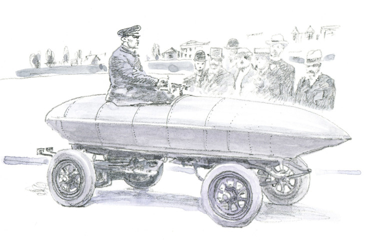 世界で初めて100km/hの壁を越えた「ジャメ・コンタント号」。動力にモーターを用いた電気自動車だった。