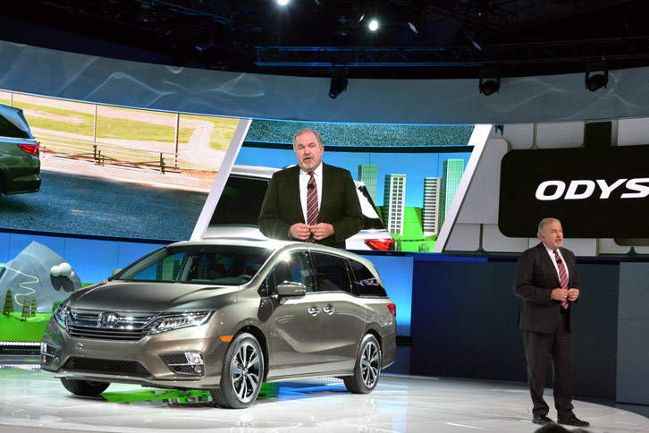 新型「ホンダ・オデッセイ」発表の様子。