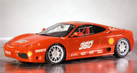 「フェラーリ360モデナ」
    フェラーリの8気筒ミドシップクーペで、1999年から2005年まで販売されていた。360は、エンジンの排気量を表している。このカテゴリーのモデルはF430、458イタリアへと発展し、2015年3月には最新型の488GTBがデビューする予定である。
    