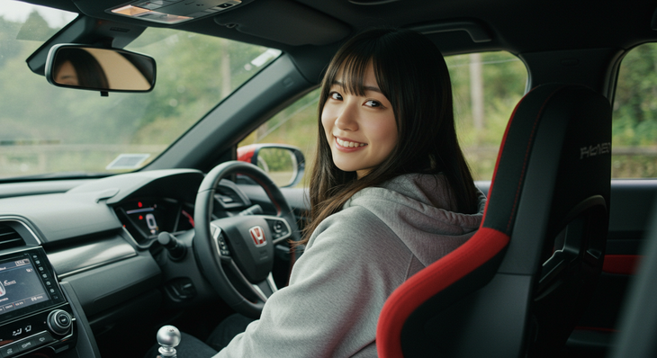 こちらは、実際にモデルと一緒に撮影した「ホンダ・シビック タイプR」の写真を参照用に使い、あらためてAIに生成させた画像。いかにもそれらしいが、やはり実車のインパネまわりとは異なる。