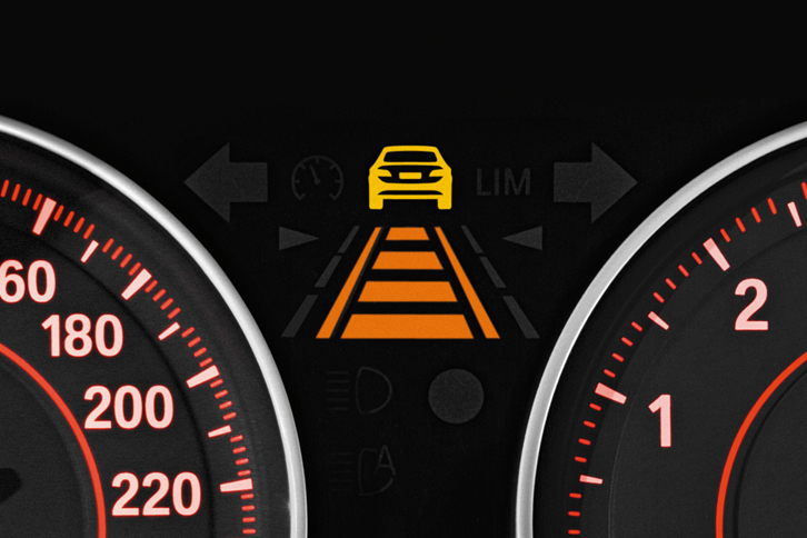 「レーンチェンジウォーニング」の作動を示すアイコン。