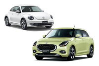 ほった「フォルクスワーゲンの『ザ・ビートル』と『スイフト』を並べてみました」　
	清水「こうして見ると、確かに新しいスイフトにもネオレトロっぽい雰囲気があるね。……それより、この2車というか2社が並ぶと、いまだに不穏な空気を感じるよ」