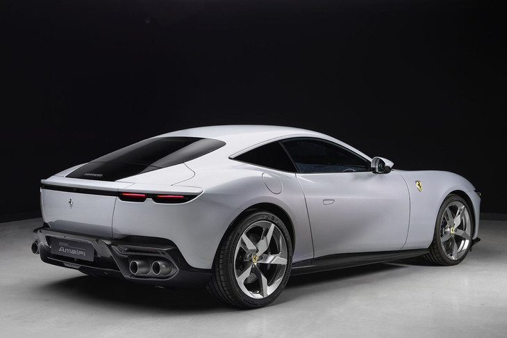 リアでは、大きく張り出したリアフェンダーや4本出しのエキゾーストパイプが目を引く。