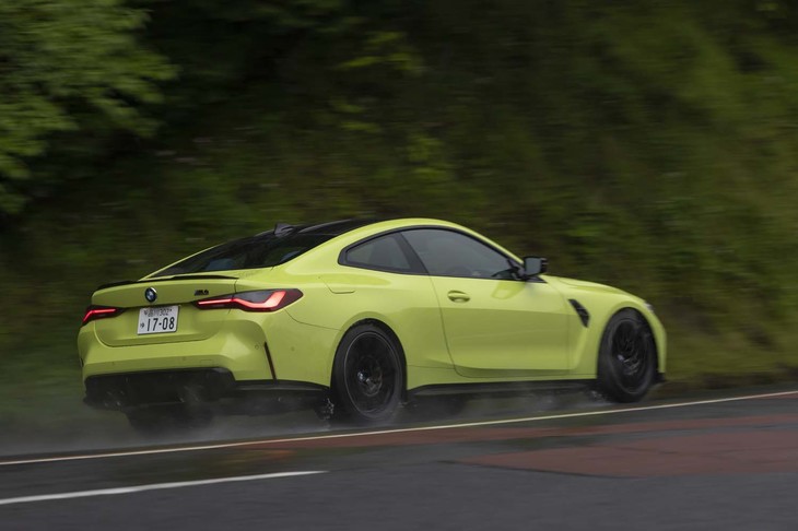【BMW M4クーペ コンペティションのスペック】
	ボディーサイズ：全長×全幅×全高＝4805×1885×1395mm／ホイールベース：2855mm／車重：1730kg／駆動方式：FR／エンジン：3リッター直6 DOHC 24バルブ ツインターボ／トランスミッション：8段AT／最高出力：510PS（375kW）/6250rpm／最大トルク：650N・m（66.3kgf・m）/2750-5500rpm／タイヤ：（前）275/35ZR19 100Y／（後）285/30ZR20 99Y（ミシュラン・パイロットスポーツ4 S）／燃費：10.1km/リッター（WLTCモード）／価格：1348万円
	
	【取材時の走行データ】
	テスト距離：389.2km（市街地1：高速道路7：山岳路2）／使用燃料：53.5リッター（ハイオクガソリン）／参考燃費：7.2km/リッター（満タン法）／7.6km/リッター（車載燃費計計測値）