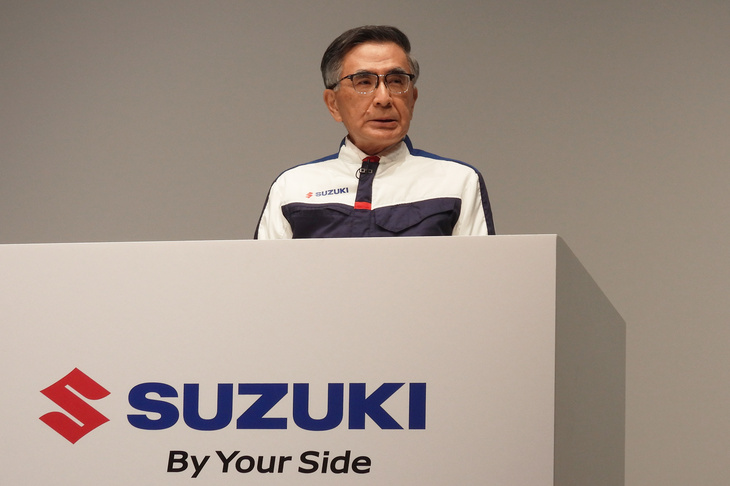 スズキの技術戦略説明会「10年先を見据えた技術戦略2026」より、スズキの鈴木俊宏社長。