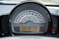 メーターは速度計のみ。「クーペ ターボ」「カブリオ ターボ」では、インパネの上にタコメーターと時計が装備される。
    