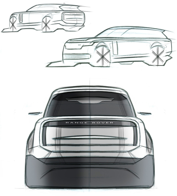 現行型「レンジローバー」のデザインスケッチ。