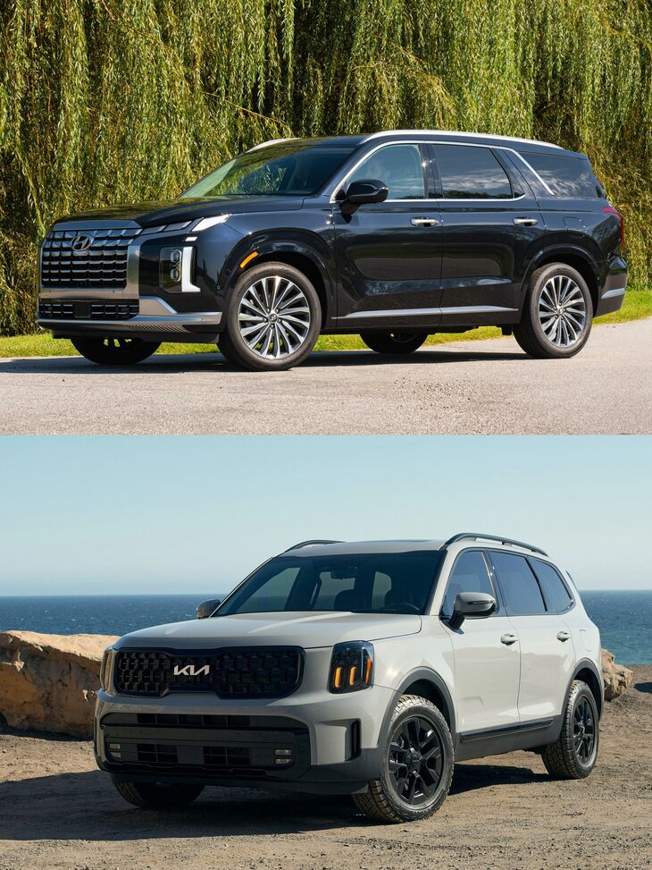 渕野氏が「日本でもウケそうなのに」と思う2台。上が「ヒョンデ・パリセード」、下が「キア・テルライド」。