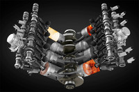 V8エンジンの燃焼イメージ。