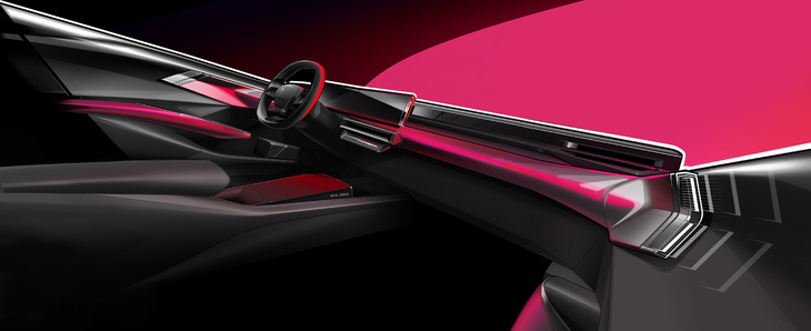 水平基調のダッシュボードを表現したイメージスケッチ。