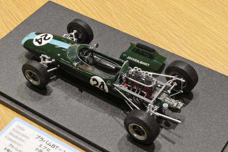 エブロ1/20「ブラバム・ホンダBT18」のホンダエンジンをトランスキット（別売）のコスワースSCAユニットに換装し、ヨッヘン・リント仕様としている。