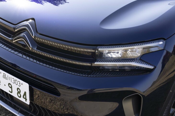 ダブルシェブロンとヘッドランプの橋渡しは連続するドットが担当。デイタイムランニングライトにはスリットが刻まれる。